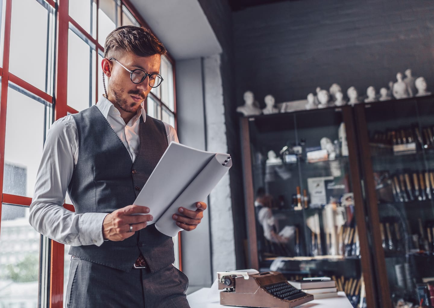 Smiling Young Man With A Screenplay C9XS23Y